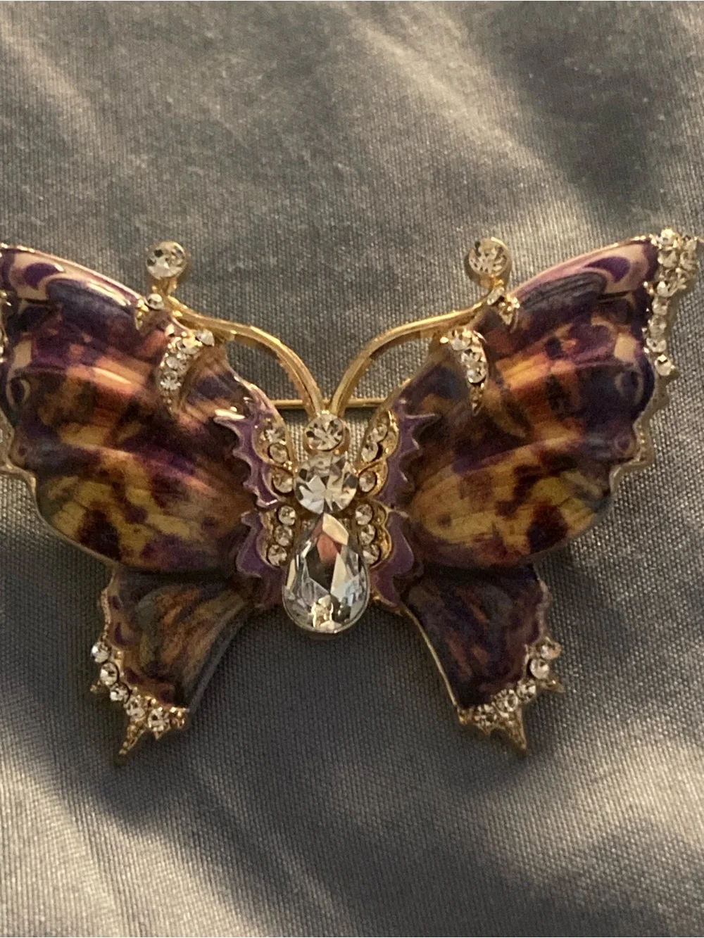 Elegant Purple Butterfly Crystal Brooch - Women's Jewelry